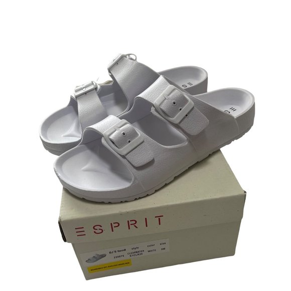 ESPRIT Women's Size 8 Clearwater 2 Adjustable Band Slides White NWT with Box - Picture 2 of 7